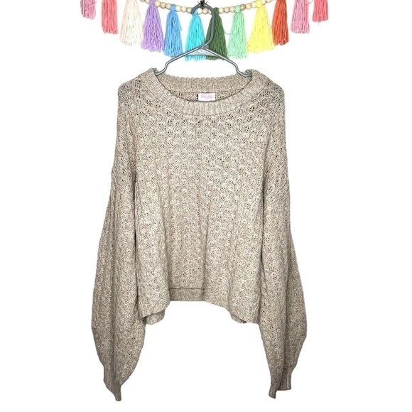 Pink Lily Boutique Cream Beige Chunky Oversized Knitted Sweater Size Extra Large - Picture 1 of 13
